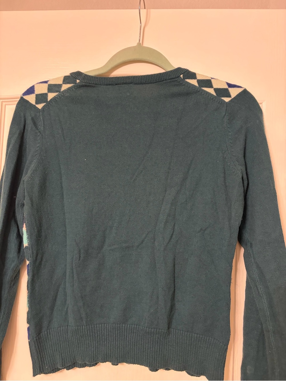 GAP Teal & Navy Argyle Crewneck Sweater - Picture 4 of 4